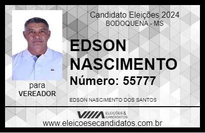 Candidato EDSON NASCIMENTO 2024 - BODOQUENA - Eleições