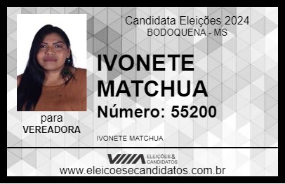 Candidato IVONETE MATCHUA 2024 - BODOQUENA - Eleições