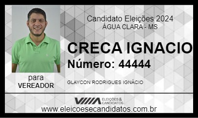 Candidato CRECA IGNACIO 2024 - ÁGUA CLARA - Eleições