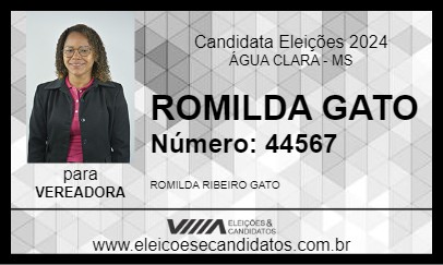 Candidato ROMILDA RIBEIRO 2024 - ÁGUA CLARA - Eleições