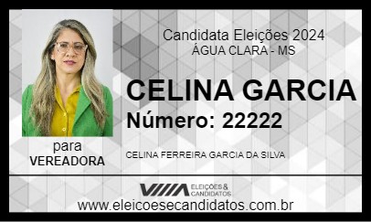 Candidato CELINA GARCIA 2024 - ÁGUA CLARA - Eleições