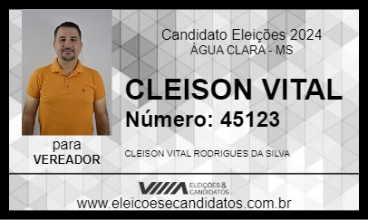 Candidato CLEISON VITAL 2024 - ÁGUA CLARA - Eleições