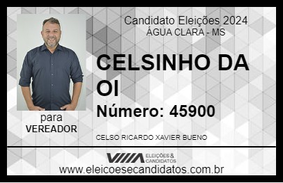 Candidato CELSINHO DA OI 2024 - ÁGUA CLARA - Eleições