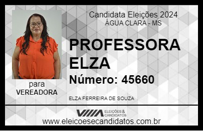 Candidato PROFESSORA ELZA 2024 - ÁGUA CLARA - Eleições