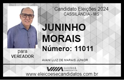 Candidato JUNINHO MORAIS 2024 - CASSILÂNDIA - Eleições