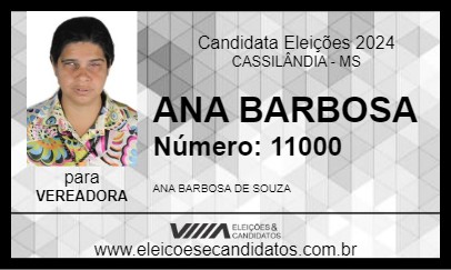 Candidato ANA BARBOSA 2024 - CASSILÂNDIA - Eleições