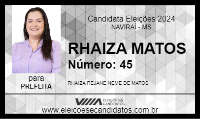 Candidato RHAIZA MATOS 2024 - NAVIRAÍ - Eleições