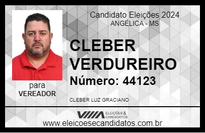 Candidato CLEBER VERDUREIRO 2024 - ANGÉLICA - Eleições