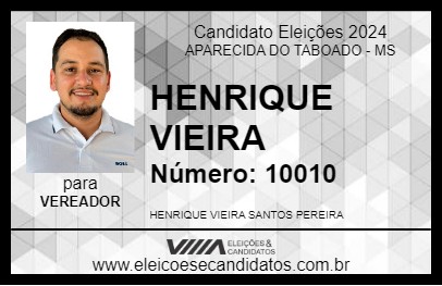 Candidato HENRIQUE VIEIRA 2024 - APARECIDA DO TABOADO - Eleições