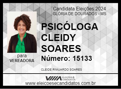 Candidato PSICÓLOGA CLEIDY SOARES 2024 - GLÓRIA DE DOURADOS - Eleições