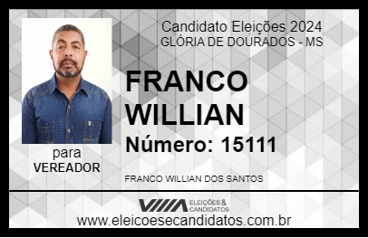 Candidato FRANCO WILLIAN 2024 - GLÓRIA DE DOURADOS - Eleições