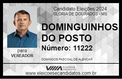 Candidato DOMINGUINHOS DO POSTO 2024 - GLÓRIA DE DOURADOS - Eleições