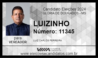 Candidato LUIZINHO 2024 - GLÓRIA DE DOURADOS - Eleições