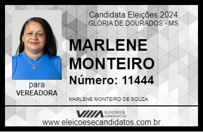 Candidato MARLENE MONTEIRO 2024 - GLÓRIA DE DOURADOS - Eleições