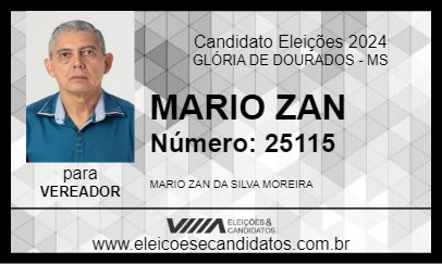 Candidato MARIO ZAN 2024 - GLÓRIA DE DOURADOS - Eleições