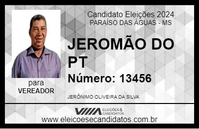 Candidato JEROMÃO DO PT 2024 - PARAÍSO DAS ÁGUAS - Eleições