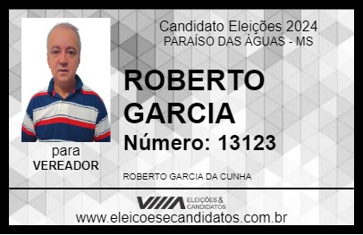 Candidato ROBERTO GARCIA 2024 - PARAÍSO DAS ÁGUAS - Eleições