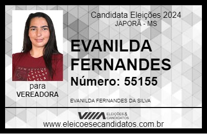 Candidato EVANILDA FERNANDES 2024 - JAPORÃ - Eleições