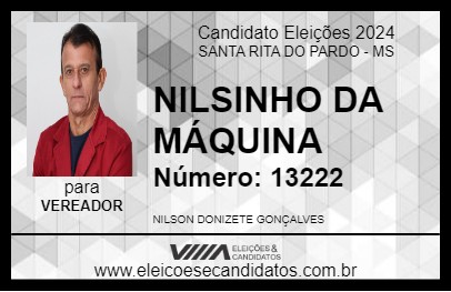 Candidato NILSINHO DA MÁQUINA 2024 - SANTA RITA DO PARDO - Eleições