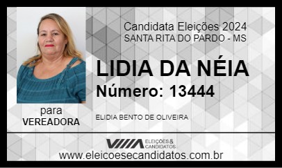 Candidato LIDIA DA NÉIA 2024 - SANTA RITA DO PARDO - Eleições