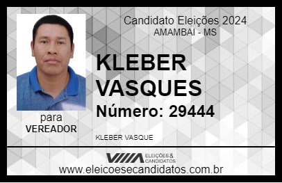 Candidato KLEBER VASQUES 2024 - AMAMBAI - Eleições