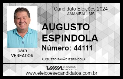 Candidato AUGUSTO ESPINDOLA 2024 - AMAMBAI - Eleições