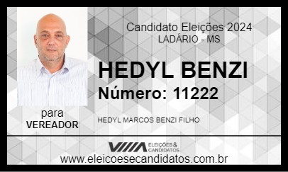 Candidato HEDYL BENZI 2024 - LADÁRIO - Eleições