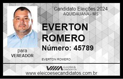 Candidato EVERTON ROMERO 2024 - AQUIDAUANA - Eleições