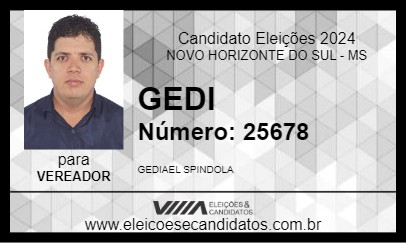 Candidato GEDI 2024 - NOVO HORIZONTE DO SUL - Eleições