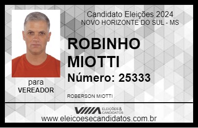 Candidato ROBINHO MIOTTI 2024 - NOVO HORIZONTE DO SUL - Eleições