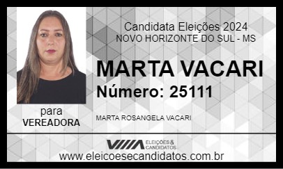 Candidato MARTA VACARI 2024 - NOVO HORIZONTE DO SUL - Eleições