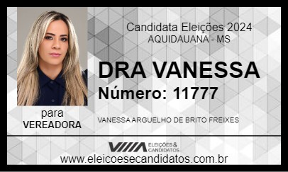 Candidato DRA VANESSA 2024 - AQUIDAUANA - Eleições