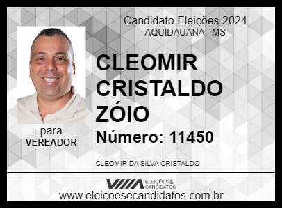 Candidato CLEOMIR CRISTALDO ZÓIO 2024 - AQUIDAUANA - Eleições