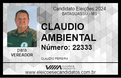 Candidato CLAUDIO AMBIENTAL 2024 - BATAGUASSU - Eleições