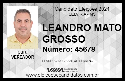 Candidato LEANDRO MATO GROSSO 2024 - SELVÍRIA - Eleições