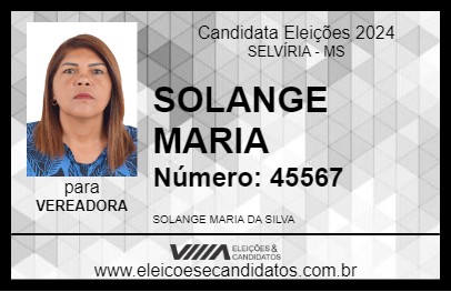 Candidato SOLANGE MARIA 2024 - SELVÍRIA - Eleições