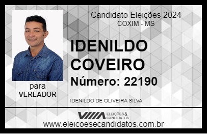 Candidato IDENILDO COVEIRO 2024 - COXIM - Eleições