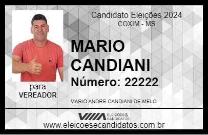 Candidato MARIO CANDIANI 2024 - COXIM - Eleições