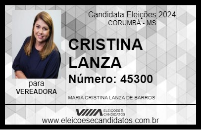 Candidato CRISTINA LANZA 2024 - CORUMBÁ - Eleições