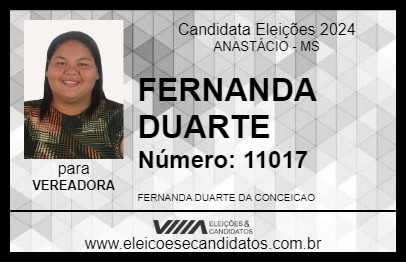 Candidato FERNANDA DUARTE 2024 - ANASTÁCIO - Eleições