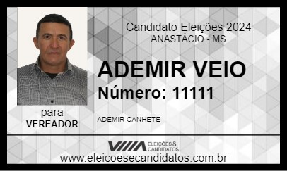 Candidato ADEMIR VEIO 2024 - ANASTÁCIO - Eleições