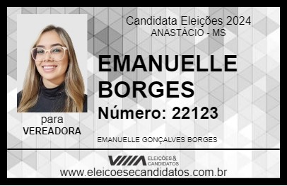 Candidato EMANUELLE BORGES 2024 - ANASTÁCIO - Eleições