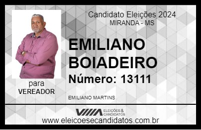 Candidato EMILIANO BOIADEIRO 2024 - MIRANDA - Eleições