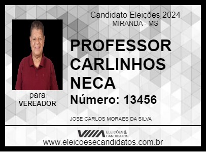 Candidato PROFESSOR CARLINHOS NECA 2024 - MIRANDA - Eleições