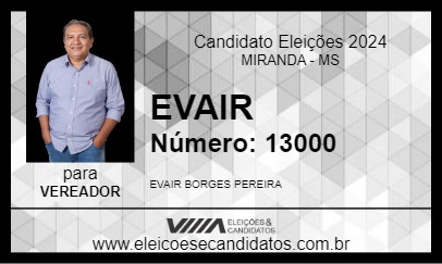 Candidato EVAIR 2024 - MIRANDA - Eleições