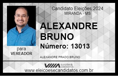 Candidato ALEXANDRE BRUNO 2024 - MIRANDA - Eleições