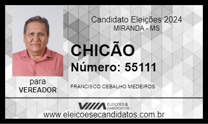 Candidato CHICÃO 2024 - MIRANDA - Eleições