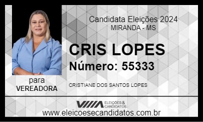 Candidato CRIS LOPES 2024 - MIRANDA - Eleições