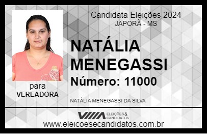 Candidato NATÁLIA MENEGASSI 2024 - JAPORÃ - Eleições