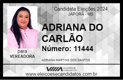 Candidato ADRIANA DO CARLÃO 2024 - JAPORÃ - Eleições